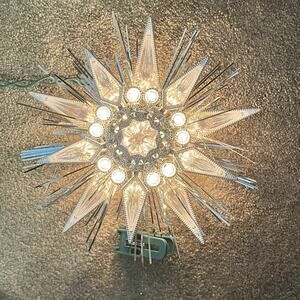 GE 21-Light Silver Jewel Tree Topper 9" Starburst Lighted Plug-In Holiday Decor